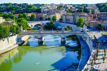 Ponte vittorio emanuele ii crossing the tiber river in rome, italy