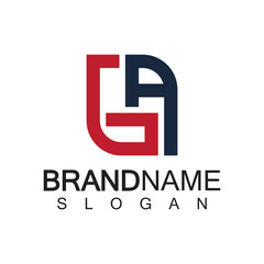 Alphabet Letters AG or GA logo design template