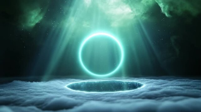 Otherworldly Portal: An enigmatic ethereal glow emanates from a portal in a dreamlike sky, suggesting passage to another realm