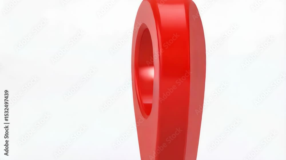 Poster bright red map pointer stands out against a bright white background, symbolizing location and direct