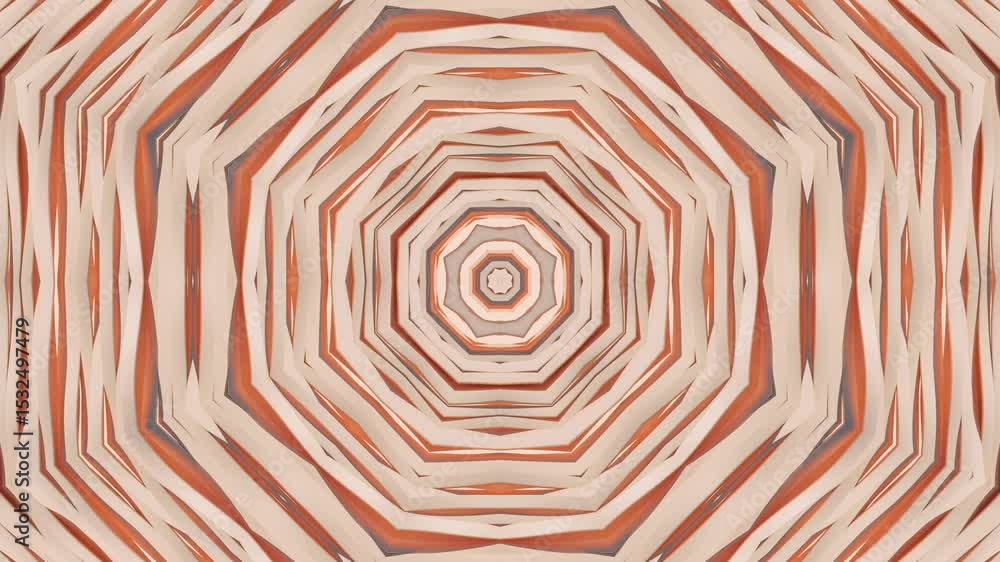 Poster stylized abstract 3d background with rotating kaleidoscope pattern and seamless geometric ornament f