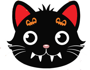 Adorable Halloween Black Cat Illustration Spooky Cute Kitty Design