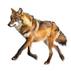 Fototapeta premium Captivating full body portrait of a red wolf in motion isolated on transparent background