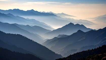 Misty mountain range panorama