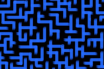 Grunge seamless pattern with zigzag lines, square. Hand drawn bold blue and black geometric shapes. Modern stylish texture with labyrinth motif. Repeating geometric pattern ink illustration