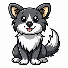 Obraz premium Adorable cartoon puppy sitting grey white fur