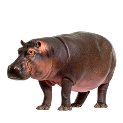 Obraz premium Captivating hippopotamus standing with detail showcasing its robust form on transparent background