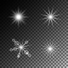 Set of luminous elements, light, shiny rays, luminous lines, New Year's luminous decorations, rays of light. Set of lighting effects, effect 19. Set of isolated objects 45.
