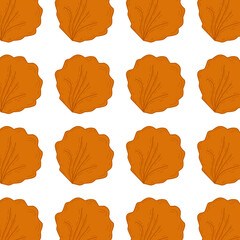 A seamless vector pattern of brown oak leaves in a cartoon flat style. Perfect for fall-themed backgrounds, seasonal designs, Thanksgiving decor, and natural pattern.