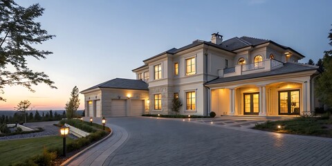 Luxury home estate mansion real estate property house architecture design residential building exterior facade view