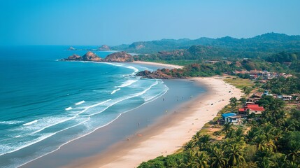 Aerial-style landscape of the beaches of Gokarna