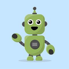 green robot flat simple vector design illustration of iron robot