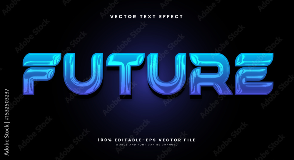 Poster future chrome style 3d editable text effect template