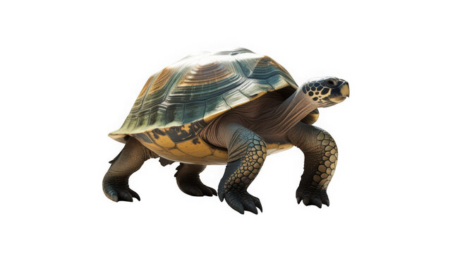 Isolated turtle walking tortoise reptile shell animal wildlife slow moving creature on transparent background