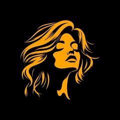 Elegant woman's silhouette with flowing hair in a modern graphic illustration