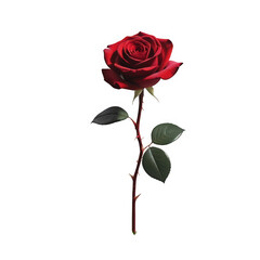 Fototapeta premium Beautiful red rose flower on black background perfect for valentine's day gift on transparent background