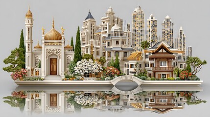 Obraz premium Luxurious buildings golden mosque modern high resolution image