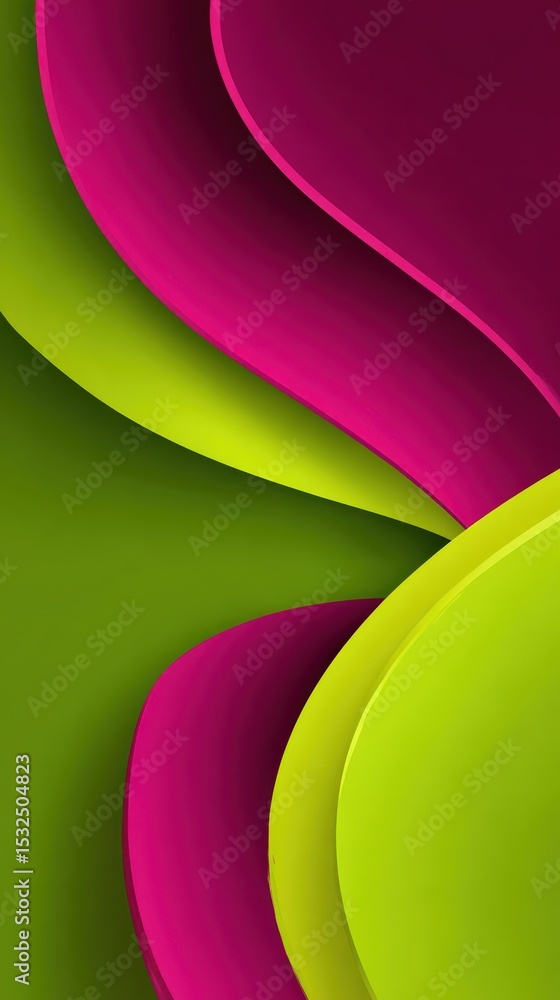 Poster abstract background with vibrant green and magenta waves, creating a modern and dynamic design for w