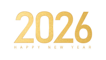Happy new Year 2026 gold Text number isolated Background