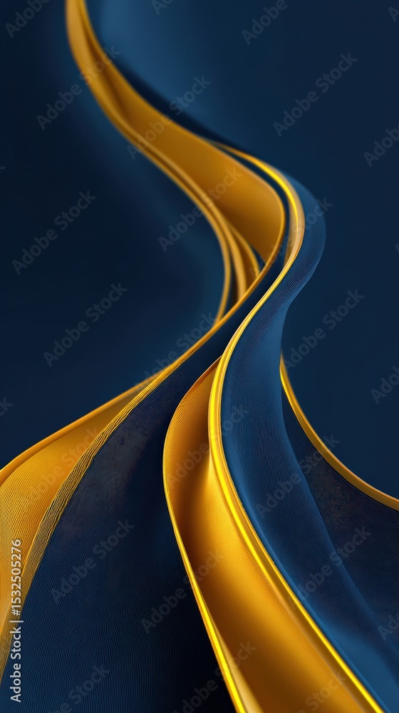 Aufkleber elegant flowing curves of gold and navy blue fabric create a luxurious abstract background with a se