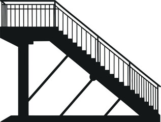 Exterior Black Metal Staircase with Railings and Supporting Structure
