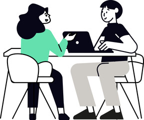 Vector illustrations of cartoon flat business office characters