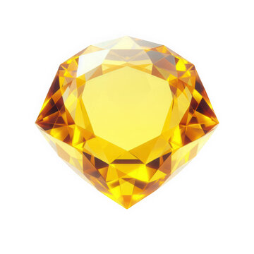 Very precious yellow color diamond without any background. Yellow diamond stone illustration.