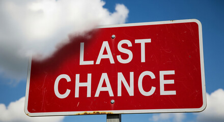 Fototapeta premium Red sign with white lettering, 