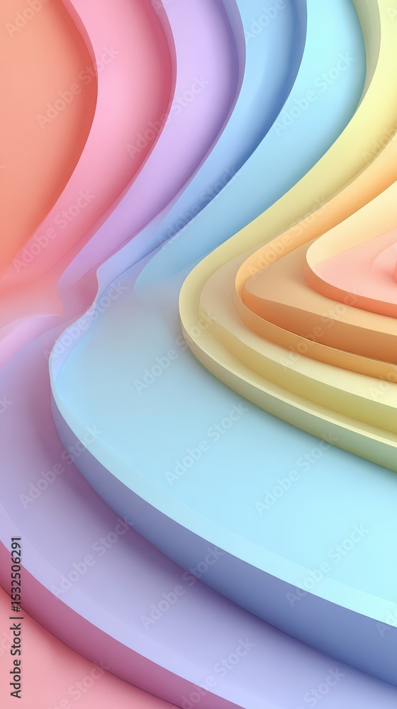Poster pastel color wave background with smooth curves and gradients abstract design with soft, calming ton