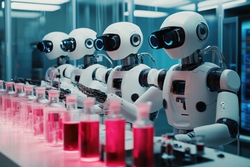 AI lab helpers, robots doing science work in the lab.