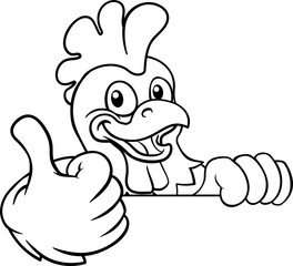 Chicken Cartoon Rooster Cockerel Bird Mascot