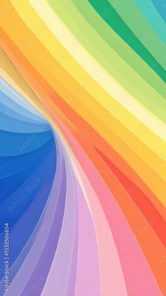 Poster abstract rainbow gradient background with curved lines in vibrant colors concept of spectrum, fluidi