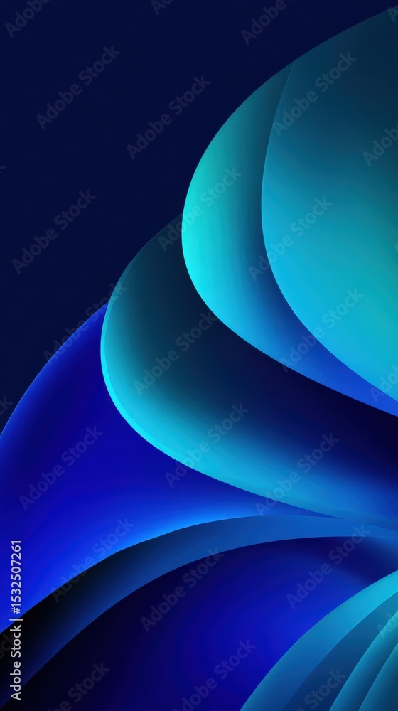 Poster abstract blue gradient background with curved shapes, creating a modern and elegant design for wallp