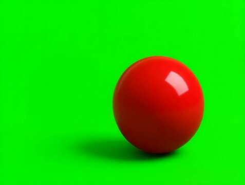Shiny Red Ball Bouncing On Chromakey Green Screen For Minimalist Animation And Motion Design