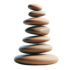 Zen stones balancing stack for meditation and relaxation spa wellness concept art on transparent background
