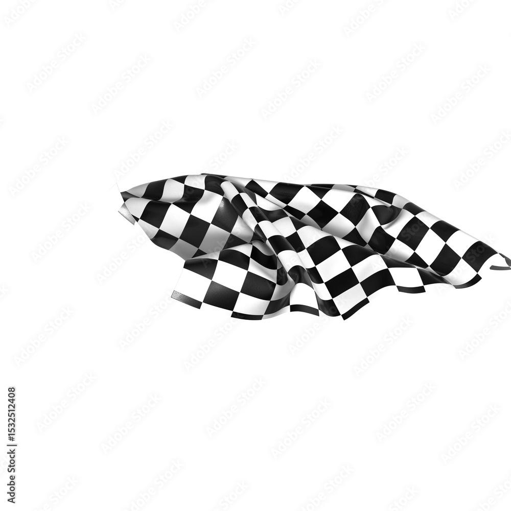 Poster the checkered flag waves in the wind signaling the end of a race victory is in sight