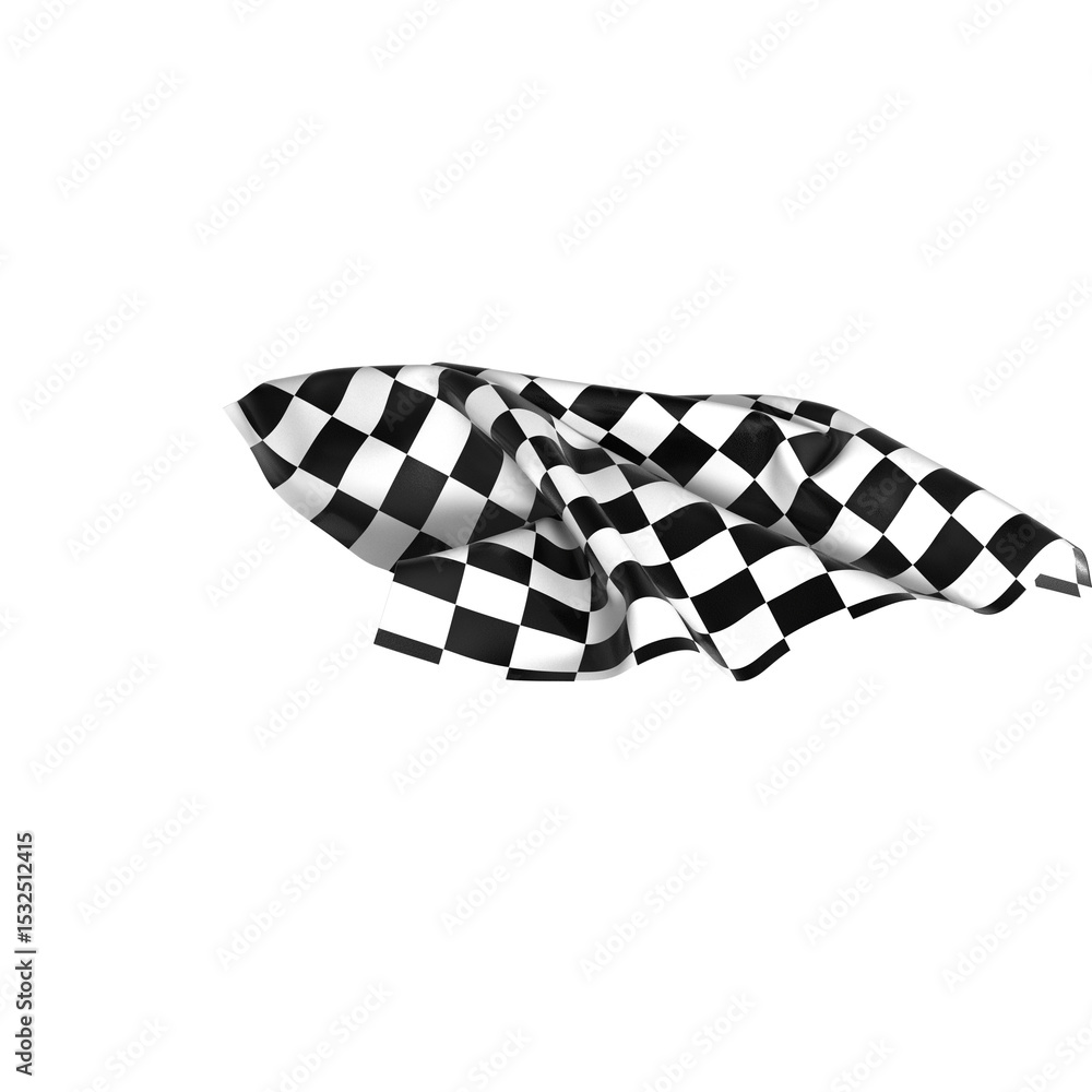 Poster the checkered flag waves in the wind signaling the end of a race victory is in sight