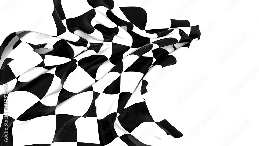 Poster the checkered flag waves in the wind signaling the end of a race victory is in sight