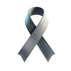 Grey colored curved ribbon without background. Grey closured ribbon PNG.