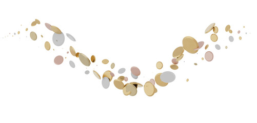 Gilded Celebration: Magnificent 3D Illustration of a Grand gold Confetti Event