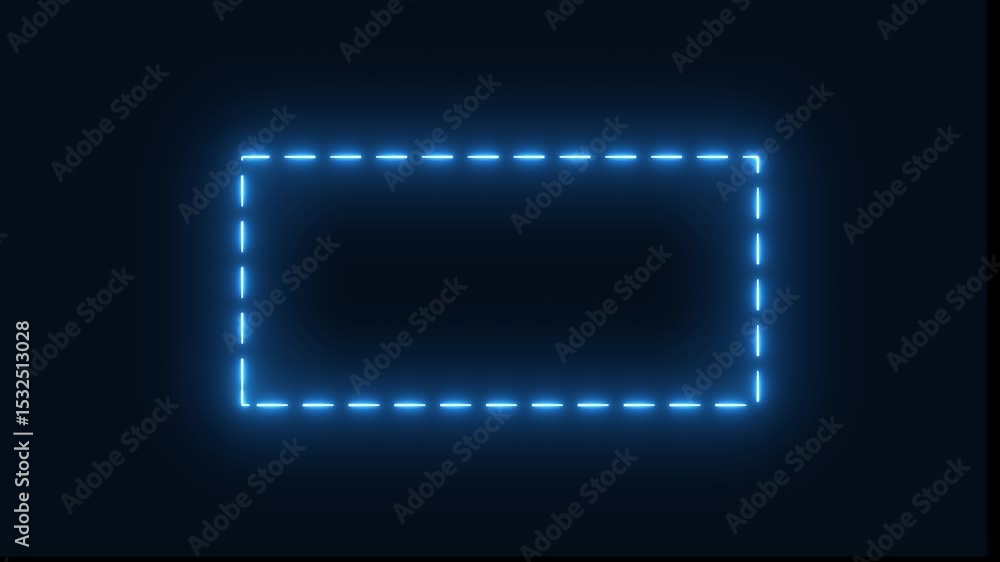 Poster glowing neon lines rectangle border frame animation isolated on black background