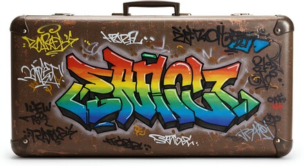 Suitcase with graffiti art displaying vibrant colors and urban style