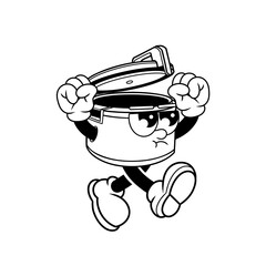 Retro character design of angry rice cooker outline