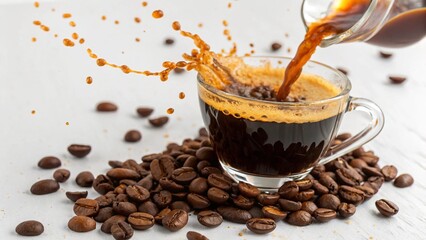 
Dynamic Espresso Pour with Coffee Bean Splash