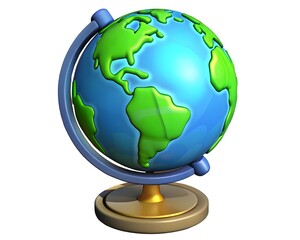 Exploring Our World A Colorful 3D Globe Illustration Featuring Continents, Oceans, and Global Exploration