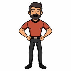 Creative Man Standing with Hands on Hips Vector Illustration | Confident Male Pose for Business, Fitness, and Character Design