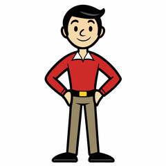 Creative Man Standing with Hands on Hips Vector Illustration | Confident Male Pose for Business, Fitness, and Character Design