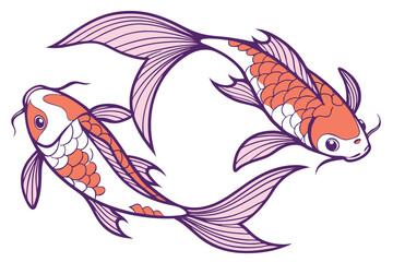 Fototapeta premium Vibrant anthias fish illustration on white background