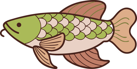 Arowana fish illustration detailed vector graphic