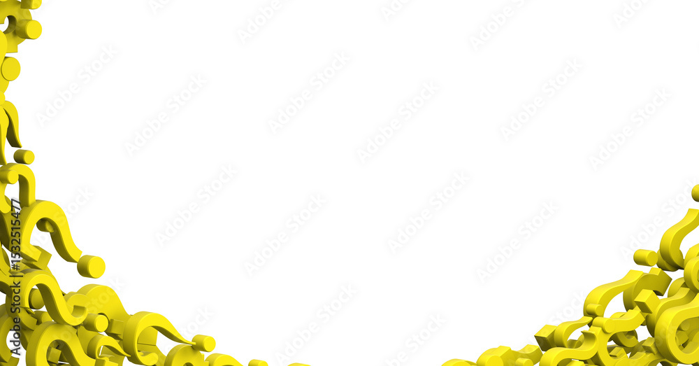 Poster colored question marks background concept. 3D Rendering.